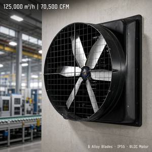 Ventilateur d'extraction industriel haute performance, ventilateur de ventilation robuste avec 6 pales en alliage et moteur BLDC IP55 pour usines - Product Image 1