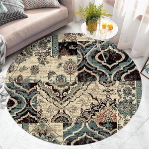 <span class=keywords><strong>Tapis</strong></span> <span class=keywords><strong>rond</strong></span> vintage en tissu touffeté circulaire <span class=keywords><strong>beige</strong></span> - Product Image 3