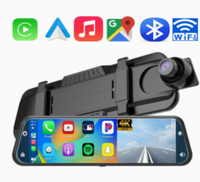 C5 4K Dash Cam dengan Wireless CarPlay Android Auto 9.66 Inch IPS Smart Mirror Depan 4K Belakang HD WiFi Perekam DVR Mobil