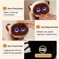 Boneka Kucing AI Pendamping Kawaii dengan Lampu LED di Mata, Jaringan Ganda 4G WiFi, Tombol Satu Sentuhan, Hadiah Mainan