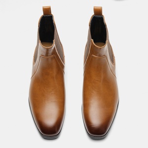 Botas de Tobillo Impermeables para Hombre, Diseño de Punta Cuadrada, Versátiles, Casuales de Negocios, con Cierre de Cordones, que Aumentan la Altura - Product Image 2