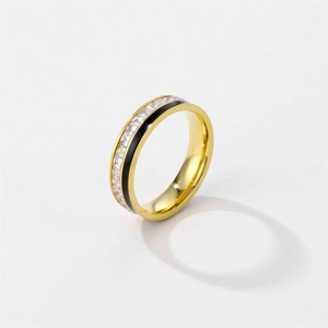 Anillo de Oro con 10% de Descuento, Anillo de Acero Inoxidable con Circonita Cúbica y Diamantes para Mujer, Sin Decoloración - Product Image 5