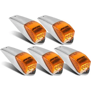 5 buah 12v 24v truk lampu penanda taksi 17 LED Amber atas atap berjalan lampu Trailer untuk Peterbilt Kenworth Freightliner Mack