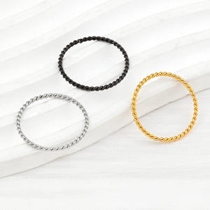 Baja tahan karat minimalis 1.5MM cincin kawat memutar berlapis emas tipis untuk wanita janji Pasangan Cincin pesta pernikahan perhiasan - Product Image 3