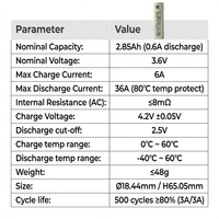 Batterie Li-ion authentique INR18650-P30B 3000mAh 3.6V 30A à décharge élevée avec charge rapide 6A pour drones de course FPV