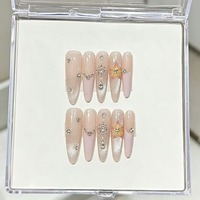 Faux ongles à presser en amande faits à la main, motif fleur 3D, strass, zèbre, léopard, œil de chat, réutilisables, vente en gros OEM ODM