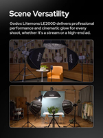 Luz de Video LED Godox LE200D Litemons, Iluminación Continua Máxima de 220W, Control Inalámbrico/DMX/NFC, Montura Bowens para Estudio y Transmisión en Vivo