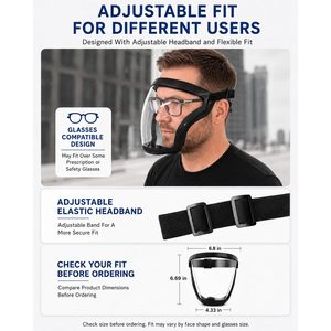 Protector Facial Transparente Antivaho ascavs con Cobertura Total y Banda Ajustable para Polvo, Residuos y Trabajo al Aire Libre - Product Image 5