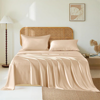 Parure de lit de luxe 100 % soie de mûrier, taille King Size, draps respirants unis, les plus vendus pour hôtels (draps-housses et draps plats)