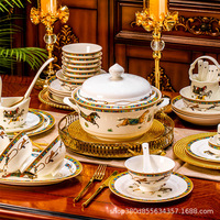 Service de vaisselle Jingdezhen en porcelaine fine, résistant aux micro-ondes, style rétro, thème Année du Cheval, pour la maison, cadeau, comprenant bols et assiettes