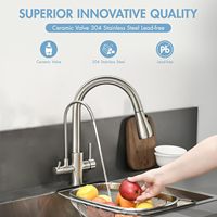 Keran Dapur 3 in 1 dengan Sistem Pemurnian Air Stainless 304 di Bawah Wastafel dan Semprotan Tarik Turun Port 1/2" Sempurna untuk Penggantian