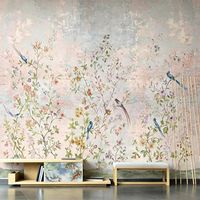 Wallpaper Mural Dinding Art Deco Cetak Transfer Panas Bertekstur Vintage Chinoiserie Still Life, Dekorasi Latar Belakang Kustom