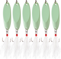 Señuelos de Pesca Luminosos para Agua Salada, Cucharas de Pesca, Anzuelos Triples Metálicos, Señuelos para Trucha, Spinners Metálicos Duros para Salmón y Lubina