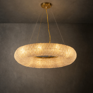 Luxury Hollow Ring <b>Crystal</b> <b>Chandelier</b> Woven <b>Crystal</b> Bead Pendant <b>Light</b> For Residential Dining Hall Space - Product Image 3