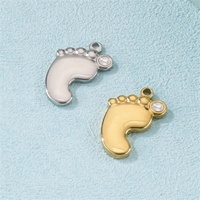 Yiwu Aceon – dôme en acier inoxydable à l'huile, Surface arrière plate, pied de bébé, pierre de naissance, pouces, cadeau de naissance, charme d'anniversaire