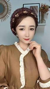 Women's Elegant Floral Pearl Headscarf, Solid Color Indian and African Ethnic <b>Hat</b>, Wholesale Fashion Muslim Cap - Product Image 5