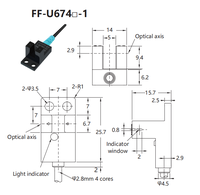 Sensor Fotoelektrik SUENW FF-U674 Tipe Through Beam, Jarak Deteksi 5mm, Output NPN/PNP untuk Otomasi Industri
