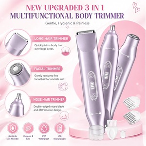 เครื่องเล็มขนบิกินี่ไฟฟ้า 3 in 1 เครื่องเล็มขนตามร่างกาย กันน้ำ IPX6 อุปกรณ์ดูแลส่วนบุคคล - Product Image 2