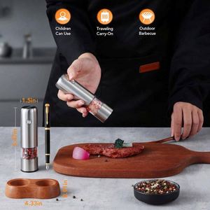 Mini Electric Salt and <b>Pepper</b> <b>Grinder</b> Set USB Rechargeable Silver Stainless Steel Eco-Friendly - Product Image 2
