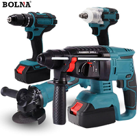 Kit de perceuse électrique multifonction sans fil 18V personnalisé par l'usine BOLNA avec moteur sans balais, batterie au lithium, garantie d'un an