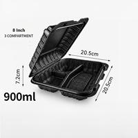 Contenants alimentaires MFPP avec couvercle à charnière 450ml 900ml 1000ml 1050ml, boîtes repas à emporter compatibles micro-ondes pour aliments chauds
