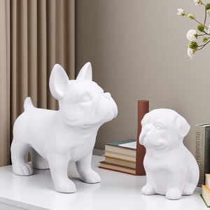 Redeco New Animal Figurines Blanc En Céramique <span class=keywords><strong>Bouledogue</strong></span> <span class=keywords><strong>Français</strong></span> Figurine Minimaliste Décor À La Maison Accent - Product Image 1
