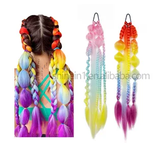 Wholesale 24inch Ombre Color Crochet Jumbo Hair Braids Twist Handmade Lantern Bubble Box Braid Ponytail With Hair Tie