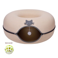 Tunnel pour chat en forme de beignet, détachable, double couche, en feutre, lit pour chat durable, extra large, respirant, imperméable pour l'hiver et l'été