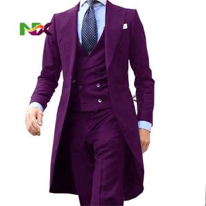 Traje de Hombre 2025, Nuevo Diseño de Abrigo Largo, Color Rojo Chino, Elegante Traje de Etiqueta para Hombre, Blazer para Fiesta de Graduación, Disfraz de 3 Piezas (Chaqueta + Chaleco + Pantalones) - Product Image 4