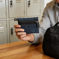 Tas Kosmetik Mini Kanvas Berlapis Lilin dengan Logo Kustom, Kompartemen Utama Tahan Lama, Organizer Serbaguna, Kantong Makeup, Dompet untuk Penggunaan Sehari-hari