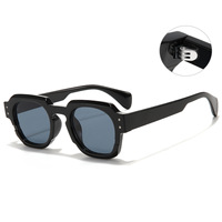 Lunettes de soleil carrées unisexes, vente directe usine, style premium, bords coupés polygonaux, rétro, personnalité, color blocking, tendance