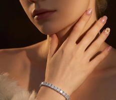 Pulsera de tenis de plata de ley S925 con moissanita, pulsera de cadena con eslabones de moissanita cuadrados totalmente pavimentados para mujer, regalo de joyería para fiesta - Product Image 4