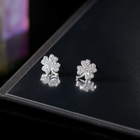Romantische S925 Silber Blumen Zirkon Ohrstecker 925 Sterling Silber Blütencluster Ohrringe