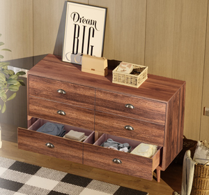 <span class=keywords><strong>OUHAN</strong></span> Commode moderne à 6 tiroirs avec poignées en métal Miroir tournant en bois MDF pour la maison, l'appartement ou la chambre d'hôpital - Product Image 6