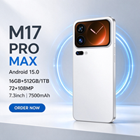 Ponsel Android M17 Pro Max 5G Versi Global Memori 16GB+1TB Layar HD 6.9 Inci 144Hz Kamera 108MP Baterai Tahan Lama 7500mAh L