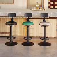 Tabourets de bar modernes pivotants et réglables en hauteur avec dossier en cuir pour îlot de cuisine, bar à domicile, café, usage extérieur - Design écologique