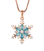 Liontin Zirkon Marquise Motif Kepingan Salju Musim Dingin Elegan ZG, Perhiasan Kuningan untuk Liburan Meriah