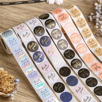 Ensemble d'autocollants personnalisés en PVC imperméable pour cartes de remerciement, étiquettes roses pour la promotion de ma petite entreprise, avec dorure à chaud pour l'épicerie