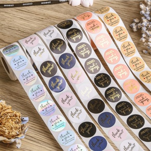 Customized Thank You Cards Sticker Set Round pink <b>Labels</b> Thank You for Supporting My Small Business Bronzing Card Stickers - Product Image 3