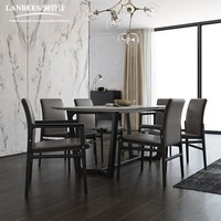 Table à manger rectangulaire en bois massif style italien moderne minimaliste avec chaises, mobilier de maison