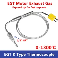 Sonde de température des gaz d'échappement numérique de type K 1300C, capteur EGT, thermocouple en acier inoxydable, tube fileté 1/8'' NPT, coudé
