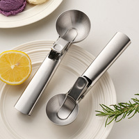 Sendok Es Krim Warna Solid Stainless Steel, Pengambil Semangka & Bakso, Sendok Buah Multifungsi untuk Kedai Teh Susu