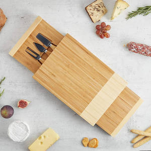 Grande planche à <span class=keywords><strong>charcuterie</strong></span> personnalisée pour la cuisine Set <span class=keywords><strong>de</strong></span> planche à fromage et couteau en bambou multifonctionnel avec deux tiroirs - Product Image 2