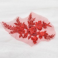 Applique en dentelle perlée 3D en fibre acrylique pour broderie d'ongles, patch décoratif pour veste, fleur pour robe de mariée, accessoires de costume DIY