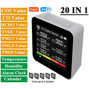 Monitor de Calidad del Aire Inteligente WIFI Tuya 20 en 1, <span class=keywords><strong>Detector</strong></span> de CO2 Interior, <span class=keywords><strong>CO</strong></span>/CO2/TVOC/HCHO/PM2.5/PM1.0/PM10/Temperatura/Humedad - Product Image 2
