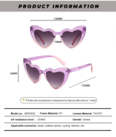 Lunettes de soleil pour enfants en forme de cœur, protection UV400, verres dégradés, logo personnalisé disponible pour les filles