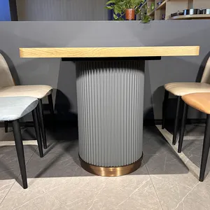 Meja Makan batu Slate kualitas tinggi furnitur restoran meja teh kopi mode top marmer dasar emas modern