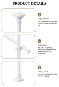 <span class=keywords><strong>Étagère</strong></span> multifonctionnelle en acier inoxydable du <span class=keywords><strong>sol</strong></span> au <span class=keywords><strong>plafond</strong></span>, sans perçage, réglable, avec barre de tension / tringle à vêtements - Product Image 5