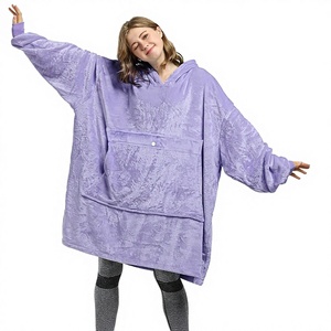 Sweat-shirt à capuche surdimensionné en microfibre lavande, style couverture, en polaire portable, pour adultes, hommes et femmes, cadeau idéal - Product Image 1