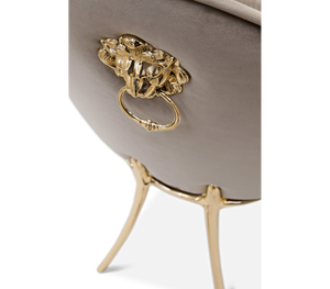 Silla de Comedor Tapizada de Lujo, Asiento de Comedor de Diseño de Alta Gama en Latón, Muebles Personalizados para Villa, Hotel, Restaurante, Sala de Estar - Product Image 5